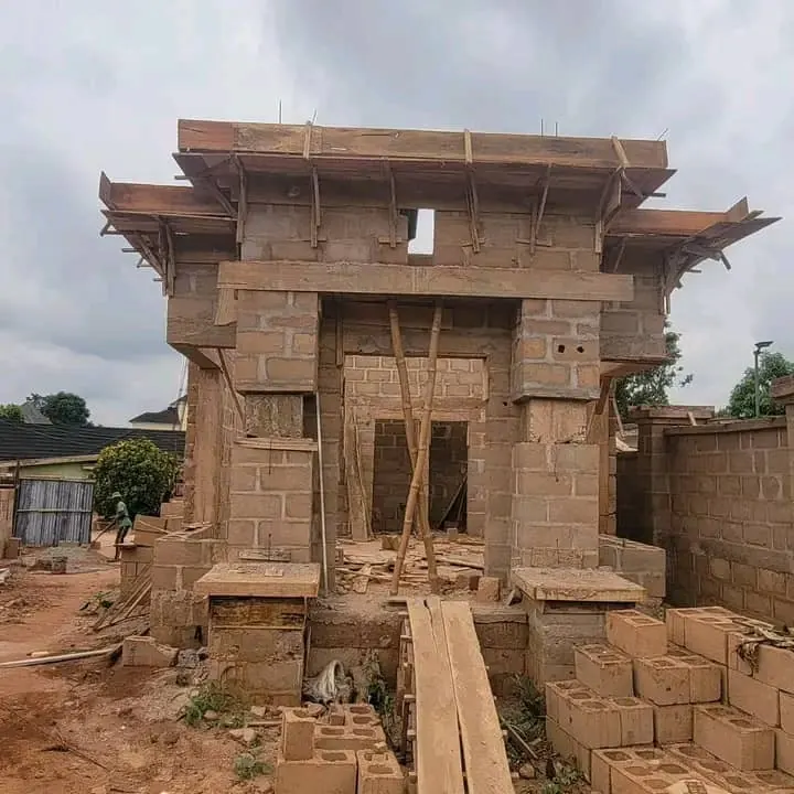 Client-supplied photograph of masonry work in progress.